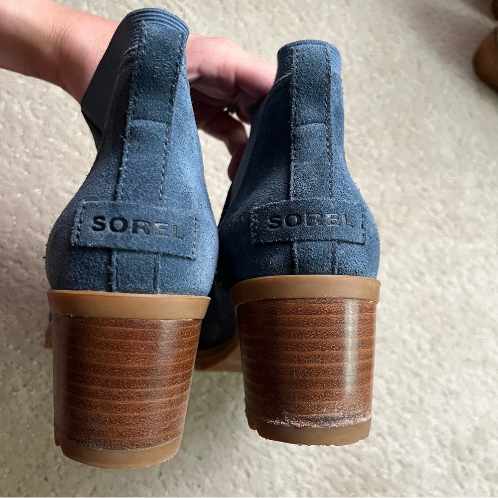 Sorel Cate Chelsea Blue Suede Ankle Boots Booties 9.5 - Picture 8 of 11